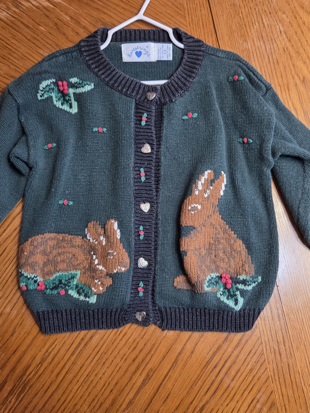 Children's Green Bunny Knit Cardigan Jacket
